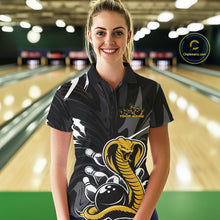 Load image into Gallery viewer, Custom Yellow Cobra Snake Bowling Team Jerseys, Bowling Polo Shirts For Women IPHW9708