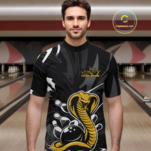 Load image into Gallery viewer, Custom Yellow Cobra Snake Bowling Team Jerseys, Bowling Quarter-Zip Shirts For Men IPHW9708