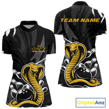 Load image into Gallery viewer, Custom Yellow Cobra Snake Bowling Team Jerseys, Bowling Quarter-Zip Shirts For Women IPHW9708
