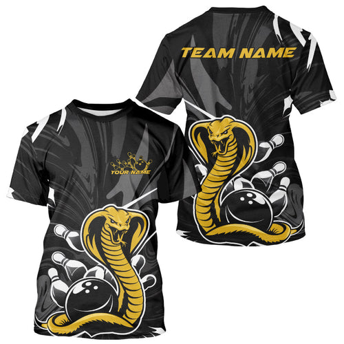 Custom Yellow Cobra Snake Bowling Team Jerseys, Bowling T-Shirts For Men IPHW9708