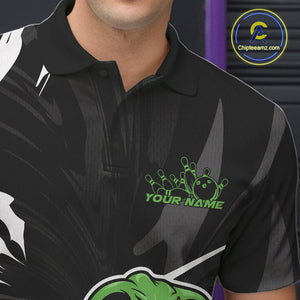Custom Green Cobra Snake Bowling Team Jerseys, Bowling Polo Shirts For Men IPHW9709
