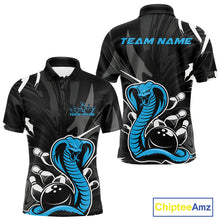 Load image into Gallery viewer, Custom Blue Cobra Snake Bowling Team Jerseys, Bowling Polo Shirts For Men IPHW9710