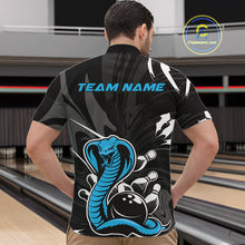 Load image into Gallery viewer, Custom Blue Cobra Snake Bowling Team Jerseys, Bowling Quarter-Zip Shirts For Men IPHW9710