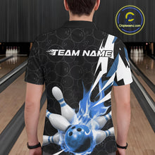 Load image into Gallery viewer, Custom Fiery Blue Bowling Men Polo Shirts, Inferno Flame Bowling Team League Shirt IPHW9527