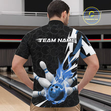 Load image into Gallery viewer, Custom Fiery Blue Bowling Men Quarter-Zip Shirts, Inferno Flame Bowling Team League Shirt IPHW9527