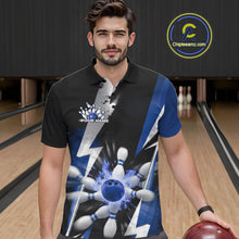 Load image into Gallery viewer, Custom Fiery Blue Bowling Men Polo Team Shirts, Fire Flame Bowling Jerseys Bowler Outfit IPHW9530