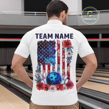 Load image into Gallery viewer, Custom Wild Flower Patriotic US Flag Bowling Quarter-Zip Shirts For Men, Hippie Bowling Shirt IPHW9753