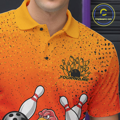 Custom Funny Turkey Bowling Thanksgiving Bowing Outfit Team Polo Shirts For Men IPHW9787
