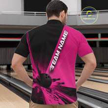 Load image into Gallery viewer, Custom Black And Pink Strike Bowling Quarter-Zip Shirts For Men, Bowling Team Uniform IPHW9554