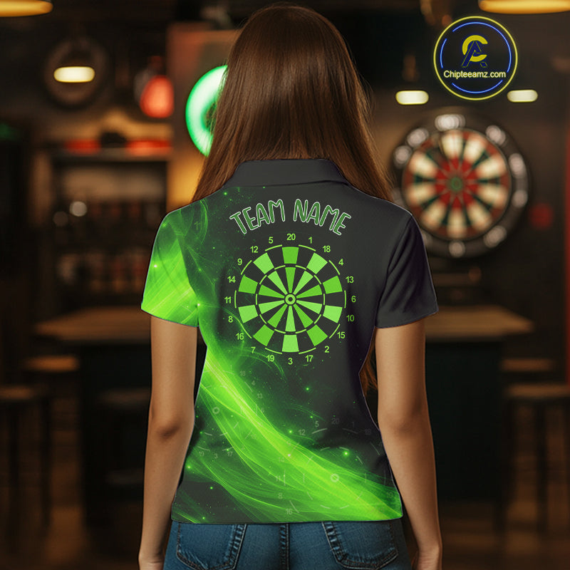 Dartboard 3D Lightning Darts Shirt For Women Custom Name & Team Jersey | Opt2 - Green NYN0646