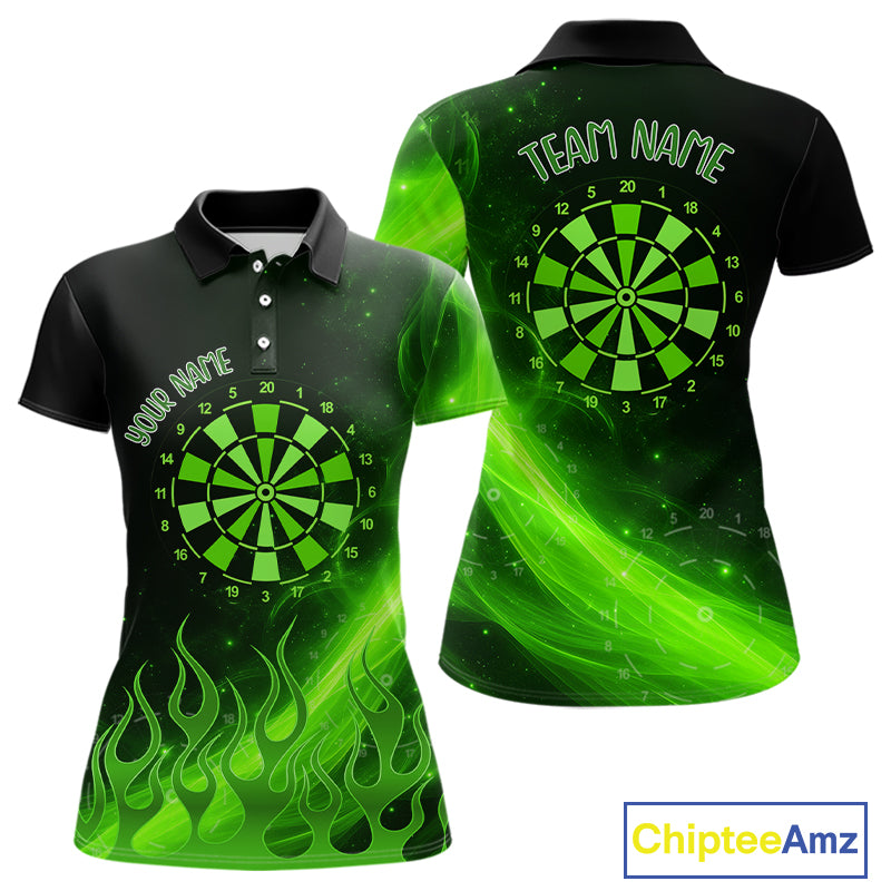Dartboard 3D Lightning Darts Shirt For Women Custom Name & Team Jersey | Opt2 - Green NYN0646