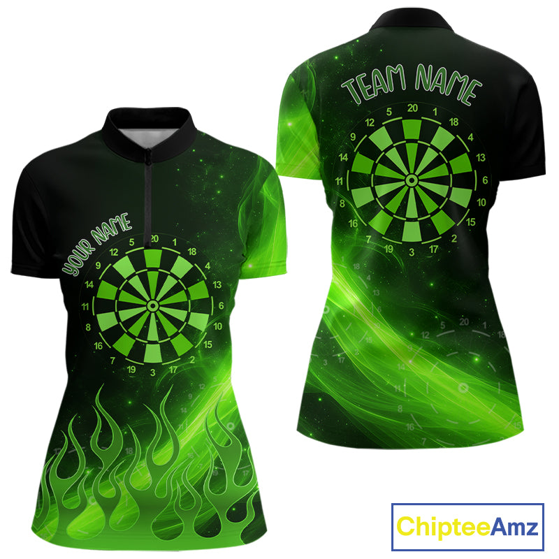 Dartboard 3D Lightning Darts Shirt For Women Custom Name & Team Jersey | Opt2 - Green NYN0646