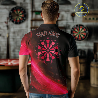 Dartboard 3D Lightning Darts Shirt For Men Custom Name & Team Jersey | Opt3 - Red NYN0647