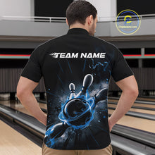 Load image into Gallery viewer, Custom Galaxy Blue Flame Bowling Quarter-Zip Shirt For Men, Bowling League Team Uniform IPHW9570