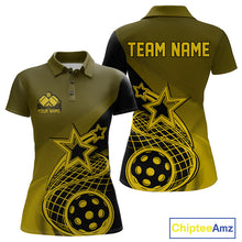 Load image into Gallery viewer, Custom Yellow Pickleball Star Polo Shirts For Women, Outdoor Pickleball Team Uniform IPHW9411