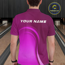 Load image into Gallery viewer, Custom Purple Bowling Team Polo Shirts For Men, Bowling Tournament Bowling League Shirt IPHW9237