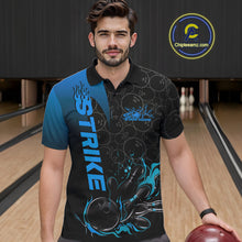 Load image into Gallery viewer, Custom Bowling Pattern Blue Flame Strike Bowling Team Men Polo Shirts, Bowling Jerseys IPHW9416