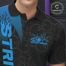 Load image into Gallery viewer, Custom Bowling Pattern Blue Flame Strike Bowling Team Men Polo Shirts, Bowling Jerseys IPHW9416
