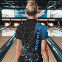 Load image into Gallery viewer, Custom Bowling Pattern Blue Flame Strike Bowling Team Women Polo Shirts, Bowling Jerseys IPHW9416