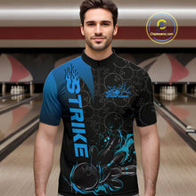 Load image into Gallery viewer, Custom Bowling Pattern Blue Flame Strike Bowling Team Men Quarter-Zip Shirts, Bowling Jerseys IPHW9416