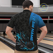 Load image into Gallery viewer, Custom Bowling Pattern Blue Flame Strike Bowling Team Men Quarter-Zip Shirts, Bowling Jerseys IPHW9416