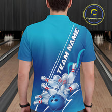 Load image into Gallery viewer, Custom Blue Bowling Pattern Bowling Team Polo Shirts For Men, Blue Bowling Jerseys IPHW9428