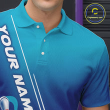 Load image into Gallery viewer, Custom Blue Bowling Pattern Bowling Team Polo Shirts For Men, Blue Bowling Jerseys IPHW9428