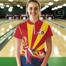 Load image into Gallery viewer, Custom Arizona Flag Bowling Team Quarter-Zip Shirts For Women, Bowling Tournament Shirt IPHW9265