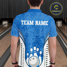 Load image into Gallery viewer, Custom Blue Camo Bowling Team Polo Shirts For Men, Bowling Jerseys Bowler Outfit IPHW9598