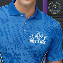 Load image into Gallery viewer, Custom Blue Camo Bowling Team Polo Shirts For Men, Bowling Jerseys Bowler Outfit IPHW9598