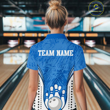 Load image into Gallery viewer, Custom Blue Camo Bowling Team Quarter-Zip Shirts For Women, Bowling Jerseys Bowler Outfit IPHW9598