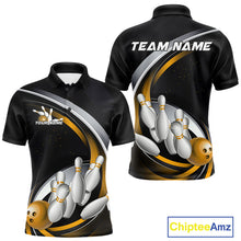 Load image into Gallery viewer, Custom Black Yellow Bowling Team Jerseys, Bowler Uniform Bowling Polo Shirts For Men IPHW9278