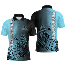 Load image into Gallery viewer, Custom Blue Pickleball Wings Jerseys Outdoor Pickleball Polo Team Shirts For Men IPHW9310