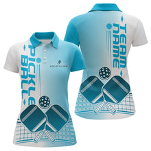 Load image into Gallery viewer, Custom Blue Pickleball Team Polo Shirts For Women, Pickleball League Shirt IPHW9314