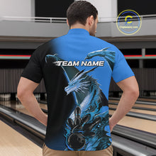 Load image into Gallery viewer, Custom Blue Dragon Flame Bowling Quarter-Zip Shirts For Men, Bowling Tournament Shirt IPHW9331