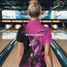 Load image into Gallery viewer, Custom Pink Dragon Flame Bowling Polo Shirts For Women, Bowling Tournament Shirt IPHW9332