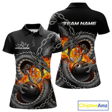 Load image into Gallery viewer, Custom Metal Chain Flame Dragon Bowling Polo Shirts For Women, Bowlin Team Shirt IPHW9097