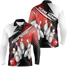 Load image into Gallery viewer, Black And Red Custom Bowling Team Shirts For Men, Bowling Tournament Bowling League Shirt IPHW7935