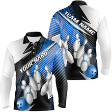 Load image into Gallery viewer, Black And Blue Custom Bowling Team Shirts For Men, Bowling Tournament Bowling League Shirt IPHW7936