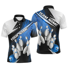 Load image into Gallery viewer, Black And Blue Custom Bowling Team Shirts For Men, Bowling Tournament Bowling League Shirt IPHW7936