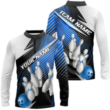 Load image into Gallery viewer, Black And Blue Custom Bowling Team Shirts For Men, Bowling Tournament Bowling League Shirt IPHW7936