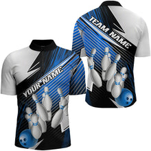 Load image into Gallery viewer, Black And Blue Custom Bowling Team Shirts For Men, Bowling Tournament Bowling League Shirt IPHW7936