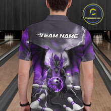 Load image into Gallery viewer, Custom Purple Thunder Lightning Dragon Bowling Polo Shirts For Men, Team Uniform IPHW9104
