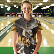 Load image into Gallery viewer, Custom Yellow Thunder Lightning Dragon Bowling Polo Shirts For Women, Team Uniform IPHW9105