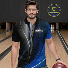 Load image into Gallery viewer, Custom Black And Blue Dragon Bowling Polo Shirts For Men, Dragon Bowling Jersey IPHW9343