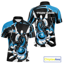 Load image into Gallery viewer, Custom Black And Blue Dragon Bowling Men Polo Shirts, Dragon Bowling Team Jerseys IPHW9109