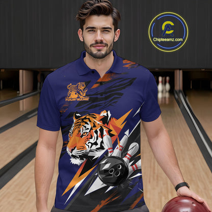 Custom Tiger Bowling Jerseys, Tiger Bowling Polo Team Shirts For Men IPHW9490
