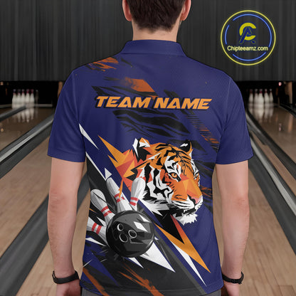 Custom Tiger Bowling Jerseys, Tiger Bowling Polo Team Shirts For Men IPHW9490