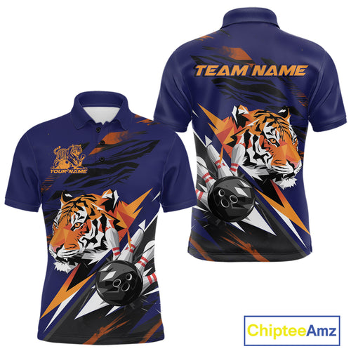Custom Tiger Bowling Jerseys, Tiger Bowling Polo Team Shirts For Men IPHW9490