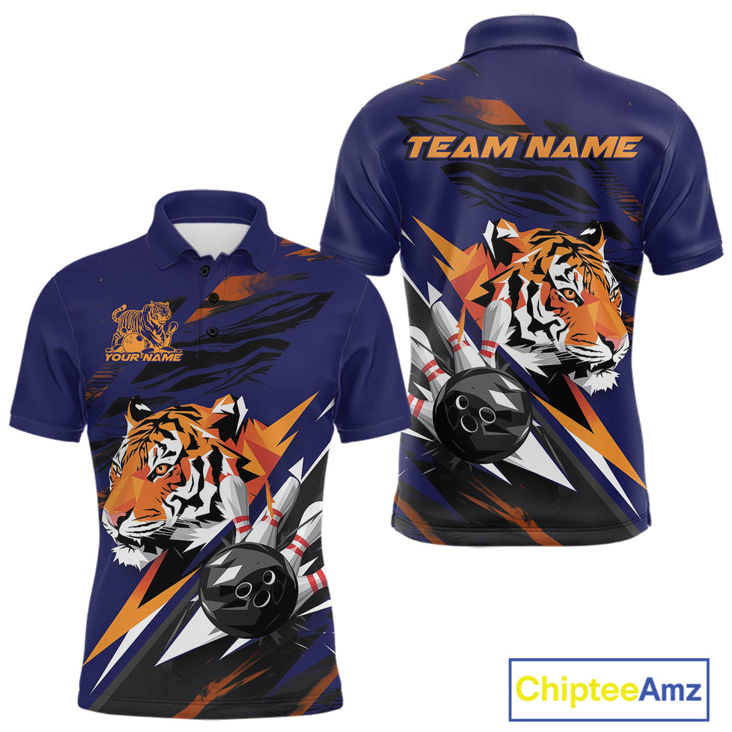 Custom Tiger Bowling Jerseys, Tiger Bowling Polo Team Shirts For Men IPHW9490